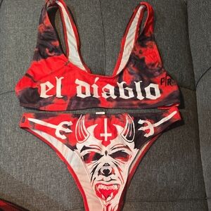 El Diablo Red and Black Bikini Set